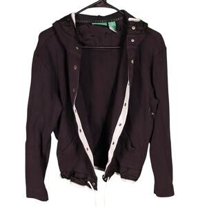 Liz Claiborne Liz Golf Snap‑Front Hoodie Jacket M – Retro Faded Black